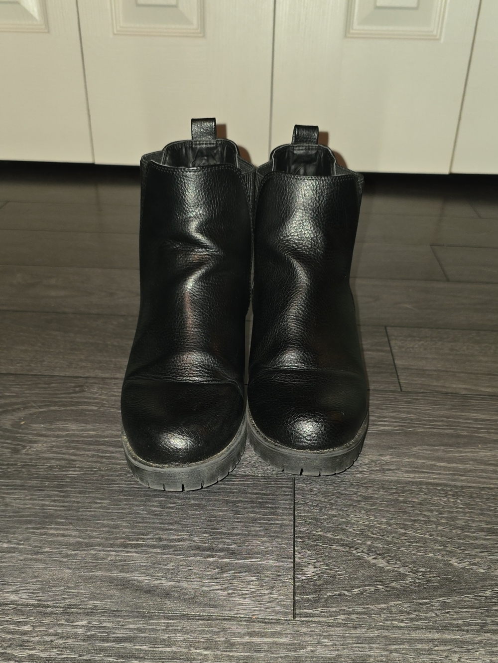 MIA Black Leather Platform Ankle Booties